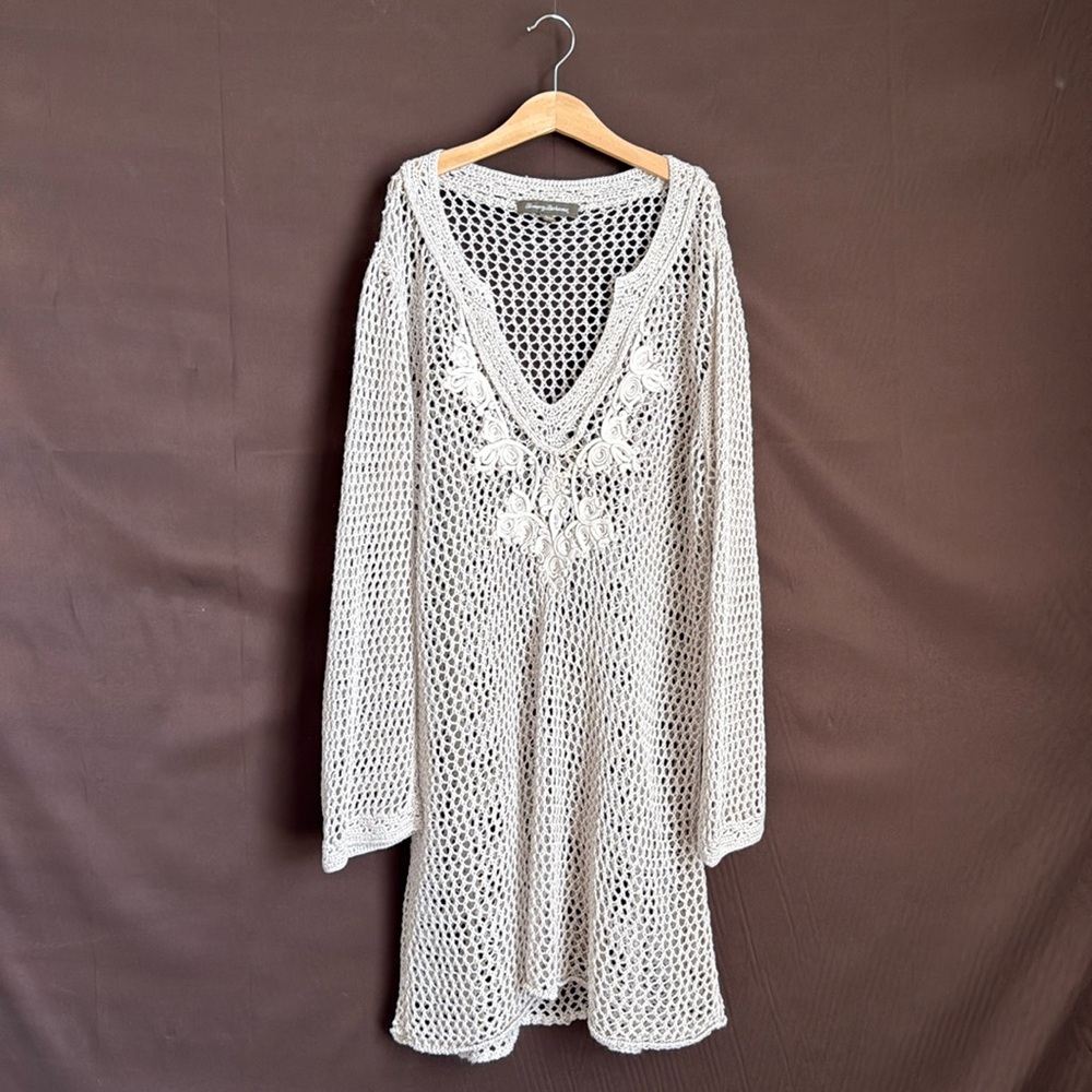 Tommy Bahama Large White Crochet Swim Coverup